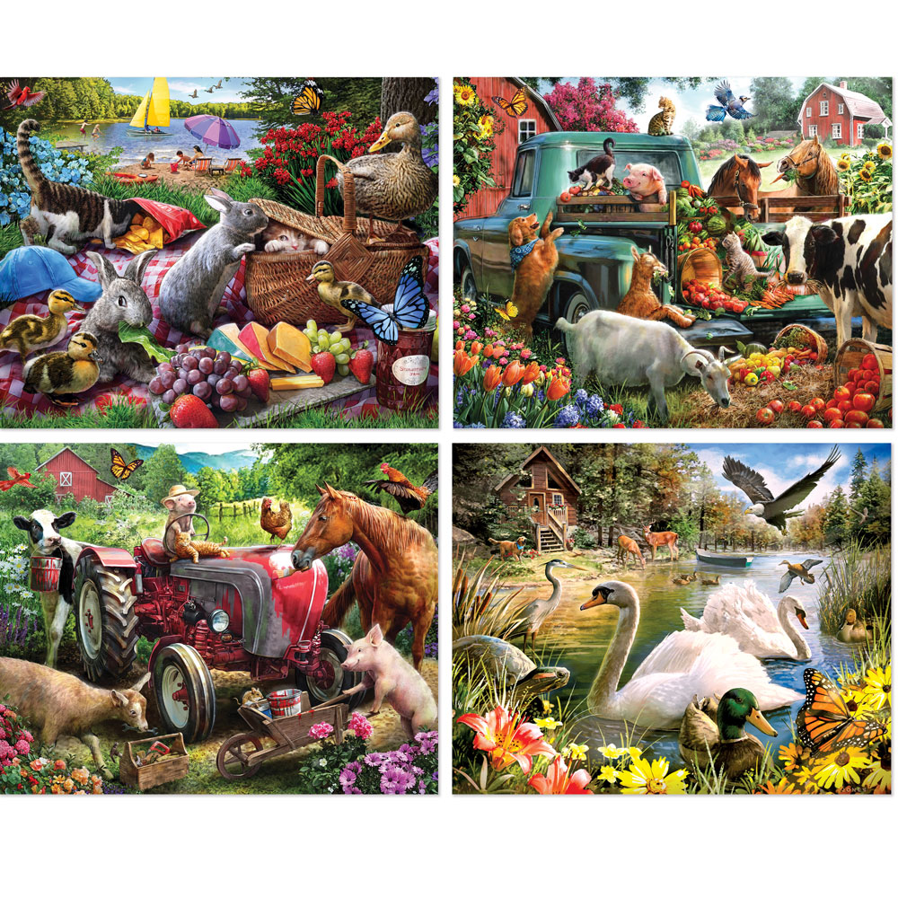Country Fun 4-in-1 Multi-Pack 1000 Piece Puzzle Set