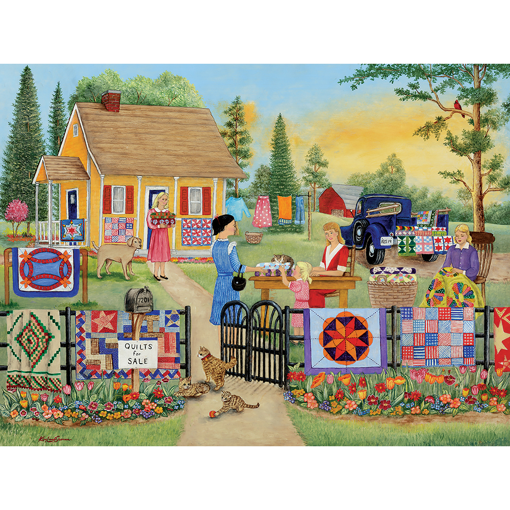 Country Quilt Sale 300 Large Piece Jigsaw Puzzle