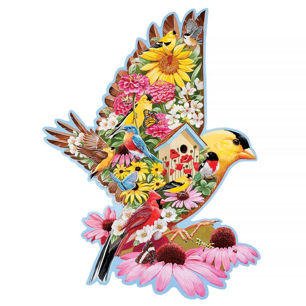 Gold Finch Garden 300 Large Piece Shaped Jigsaw Puzzle