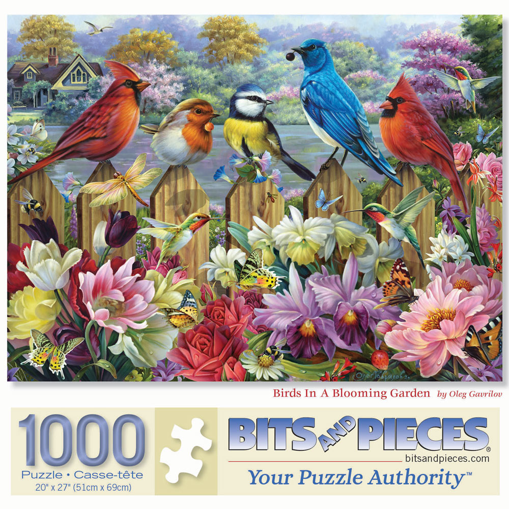 Birds In A Blooming Garden 1000 Piece Jigsaw Puzzle