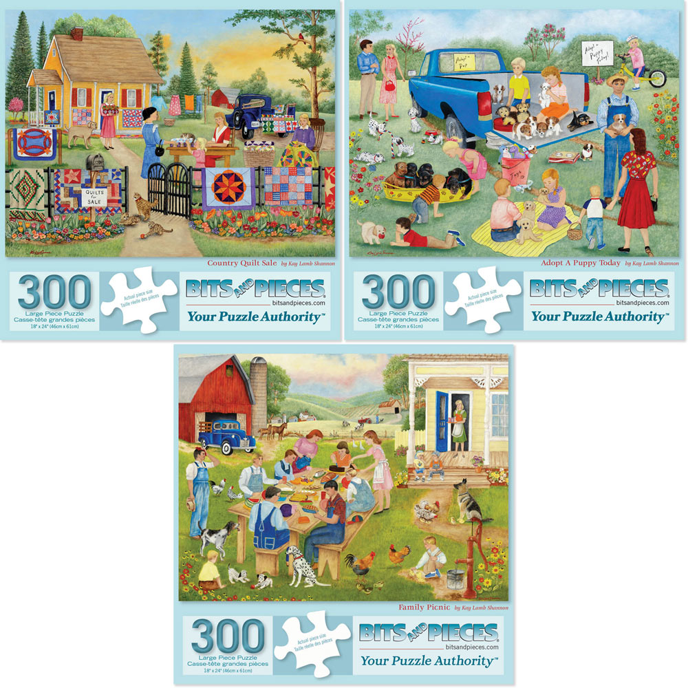 Preboxed Set of 3: Kay Lamb Shannon 300 Large Piece Jigsaw Puzzles
