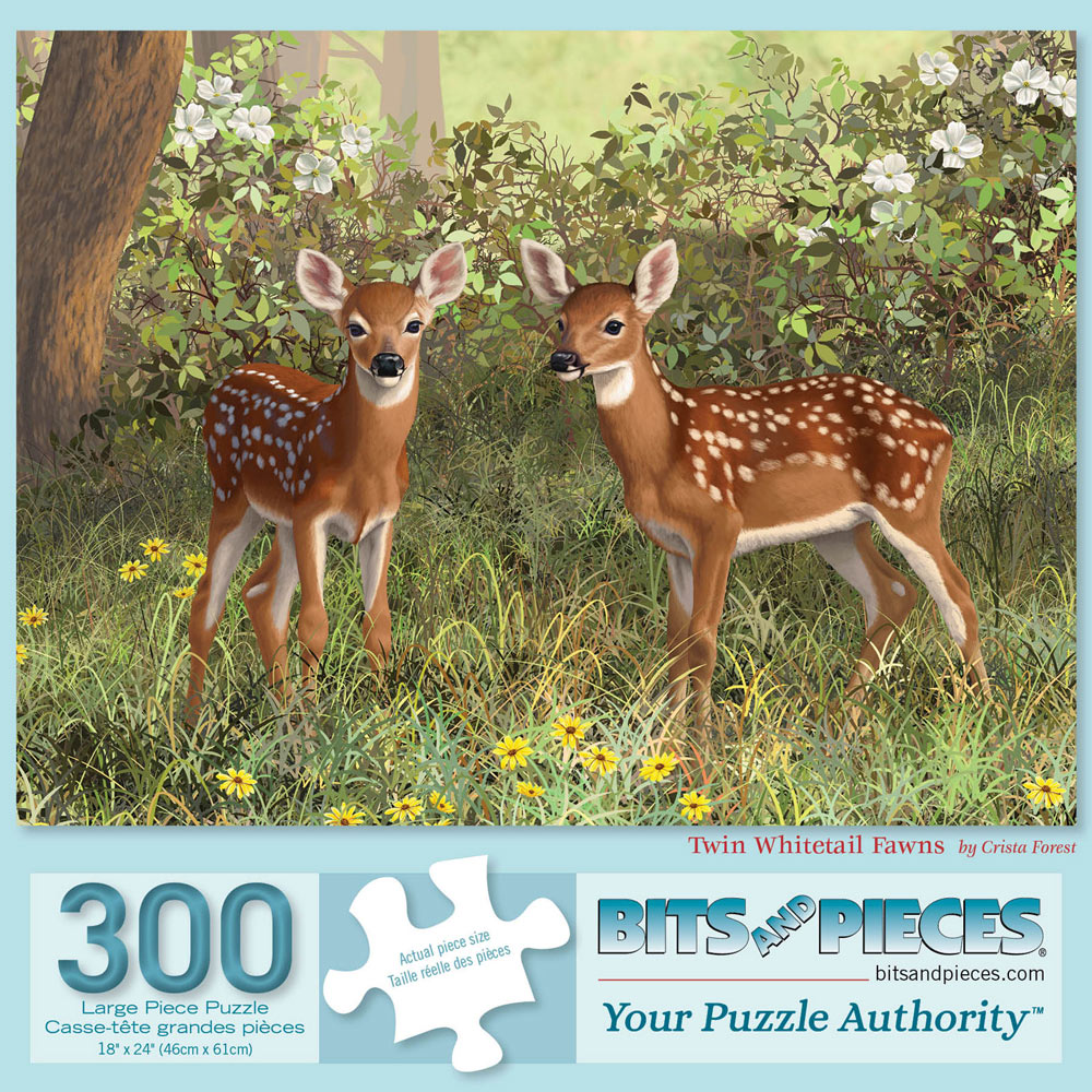 Twin Whitetail Fawns 300 Large Piece Jigsaw Puzzle