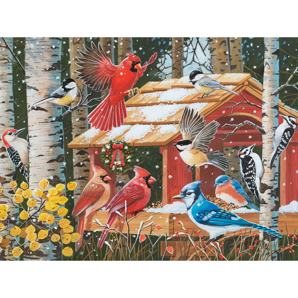 First Snow At The Feeder 500 Piece Jigsaw Puzzle