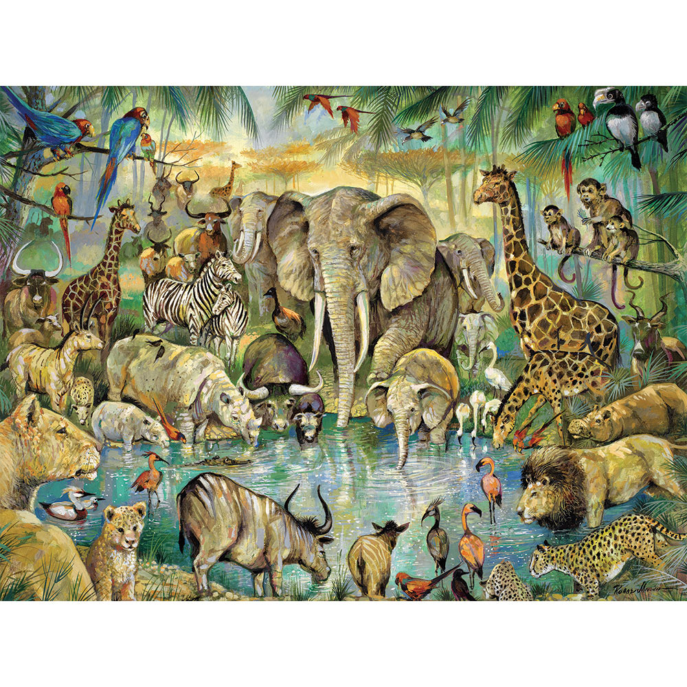 African Watering Hole 500 Piece Jigsaw Puzzle