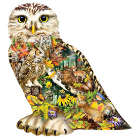 Forest Messenger Owl 650 Piece Shaped Jigsaw Puzzle