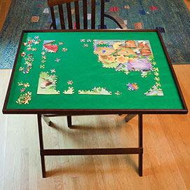 Fold Away Puzzle Table - Walnut Tone