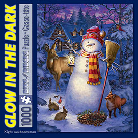 Night Watch Snowman 1000 Piece Glow-In-The-Dark Jigsaw Puzzle