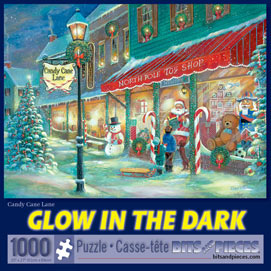 Candy Cane Lane 1000 Piece Glow-In-The-Dark Jigsaw Puzzle