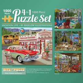 Bigelow Illustrations 4-in-1 MultiPack 1000 Piece Puzzle Set