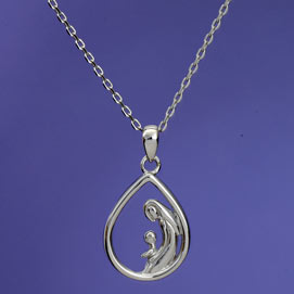 Mother & One Child Sterling Pendant Necklace