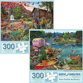 Set of 2: Bigelow Illustrations 300 Large Piece Jigsaw Puzzles