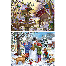 Set of 2: Holiday Cheer 300 Large Piece Jigsaw Puzzles.