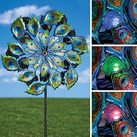 Peacock Solar LED Wind Spinner