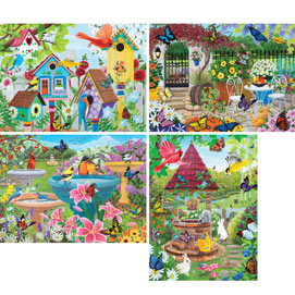 Vibrant Gardens 4-in-1 Multi-Pack 1000 Piece Jigsaw Puzzle Set