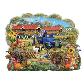 Autumn Hay Cart 750 Piece Shaped Jigsaw Puzzle