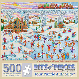 Winter Skating and Santa Train 500 Piece Jigsaw Puzzle