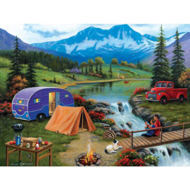 Fishing By The Falls 300 Large Piece Jigsaw Puzzle
