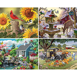 Set of 4: Adult 100 Large Piece Jigsaw Puzzles