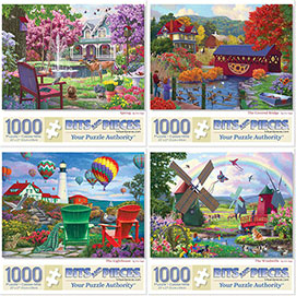 Set of 4: Iris Sage 1000 Piece Jigsaw Puzzles