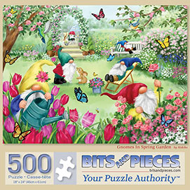 Gnomes In Spring Garden 500 Piece Jigsaw Puzzle