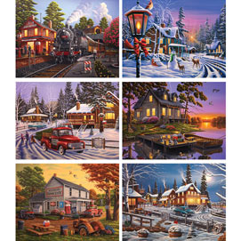 Set of 6: Geno Peoples 300 Large Piece Jigsaw Puzzles