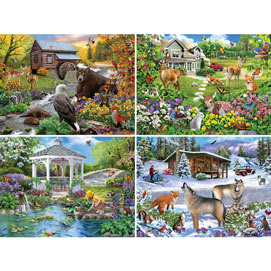 Set of 4: Mary Thompson Four Seasons 300 Large Piece Jigsaw Puzzles