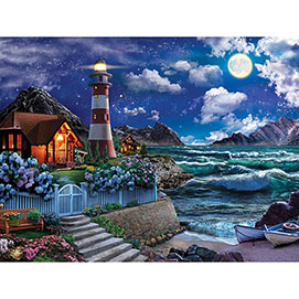 Lighthouse In The Night 300 Large Piece Jigsaw Puzzle