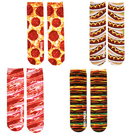 Set of 4: Favourite Foods Colourful Printed Crew Socks Collection