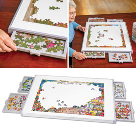 Puzzle Board Portable Felt Puzzle Mat with 6 Sorting Trays for Up to 1000  Pieces - Khaki