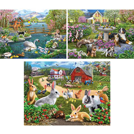 Set of 3: Mary Thompson 300 Large Piece Jigsaw Puzzles