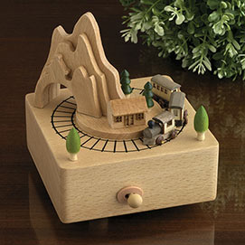 Moving Train Wooden Music Box- It's a Small World