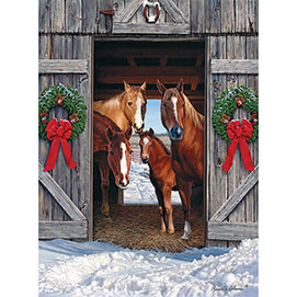 Horse Barn Christmas 500 Piece Jigsaw Puzzle