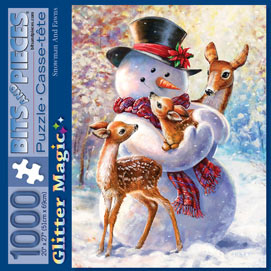 Snowman and Fawn 1000 Piece Glitter Effects Jigsaw Puzzle