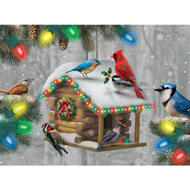 Festive Feathered Friends 500 Piece Glow-In-the-Dark Jigsaw Puzzle