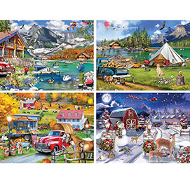 Set of 4: ALI Innis 300 Large Piece Jigsaw Puzzles