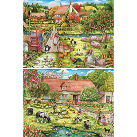 Set of 2: Cottage Life 1000 Piece Jigsaw Puzzles