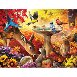 Autumn Birdbath 300 Large Piece Jigsaw Puzzle