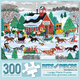 Jingle Bell Sleigh Society 300 Large Piece Jigsaw Puzzle
