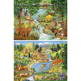 Set of 2: Sandy Rusinko Forest Animal 300 Large Piece Jigsaw Puzzles