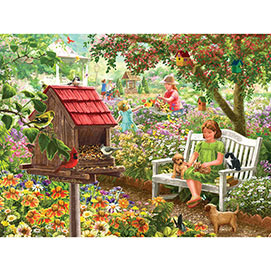 Summer Garden Bird Feeder 300 Large Piece Jigsaw Puzzle