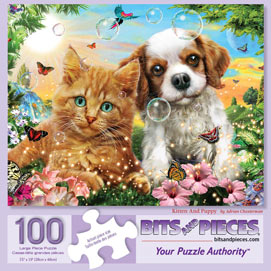 Kitten and Puppy 100 Large Piece Jigsaw Puzzle