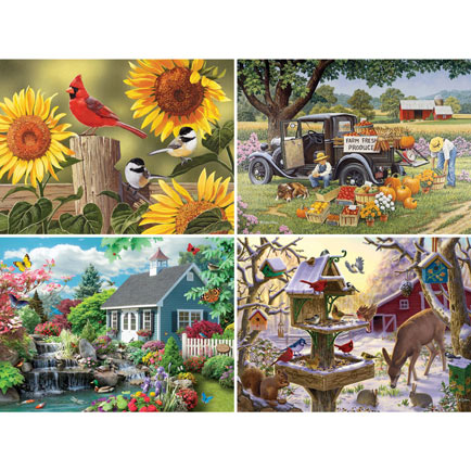 Set of 4: Adult 200 Extra Large Piece Jigsaw Puzzles