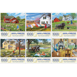 Set of 6: John Sloane 1000 Piece Jigsaw Puzzles