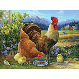 Amber Rooster And Family 500 Piece Jigsaw Puzzle