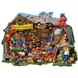 Fall Harvest Barn 300 Large Piece Shaped Jigsaw Puzzle