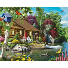 Cabin On The Lake 100 Large Piece jigsaw Puzzle
