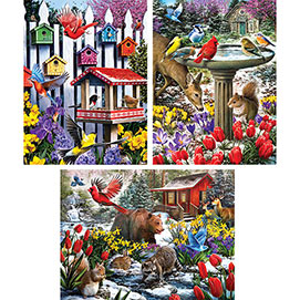Set of 3: Larry Jones 300 Large Piece Jigsaw Puzzles 