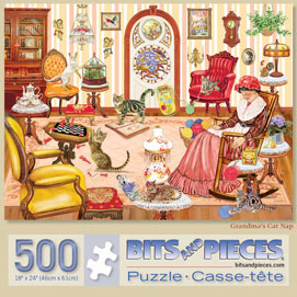 Grandma's Cat Nap 500 Piece Jigsaw Puzzle