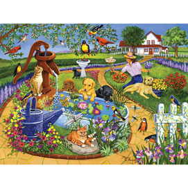 Pups At The Water Pump 300 Large Piece Jigsaw Puzzle