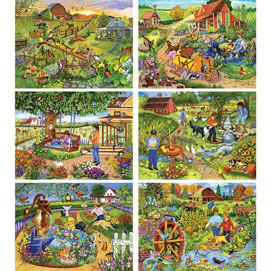 Set of 6: Sandy Rusinko 300 Large Piece Jigsaw Puzzles